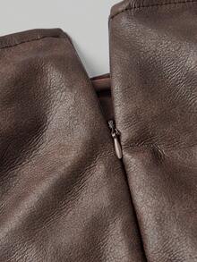 ROMWE Hippie Bộ 2 món áo crop top hở lưng phối ren ombre và chân váy mini ôm sát xẻ tà cổ điển cho nữ - trắng - Xem 4