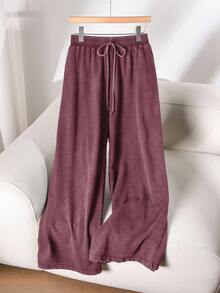 CosyJoli Plus Size Casual Knit Snowflake Straight Leg Pocket Pants, Winter Pants For Women