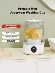 Teckwe Nueva taza de lavandería mini con batería de 3000mAh de larga duración, lavadora portátil de ropa interior, lavadora pequeña, adecuada para limpiar ropa íntima y calcetines de mujeres embarazadas y bebés, con función de lavado suave - Multicolor - Ver 1