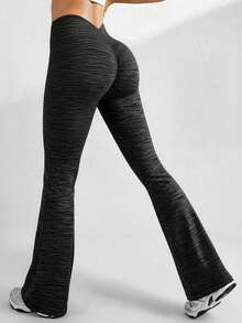 Easithlete Seamless Sports Yoga Flare 7/8 Leggings, High Waist Tummy Control Butt Lifting, AB Yarn Textured, Fitness Workout, Outdoor Running Cycling, Moisture Wicking, Fashionable & Sexy Workout Leggings Boot Cut Yoga Pants Yoga Pants Flare Women Flare Leggings Flare Workout Pants Flared Leggings - Multicolor - View 1