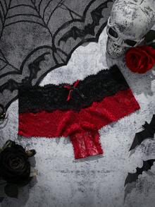 SHEIN Fashionable Sexy Contrast Color Lace Patchwork Thong Panties - Multicolor - View 6