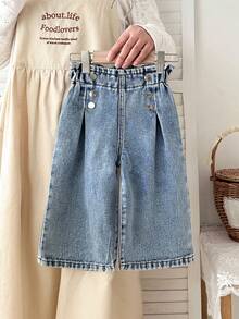 LMoss Kids 休闲宽松舒适女婴牛仔服 - 淺色水洗藍 - 查看 2