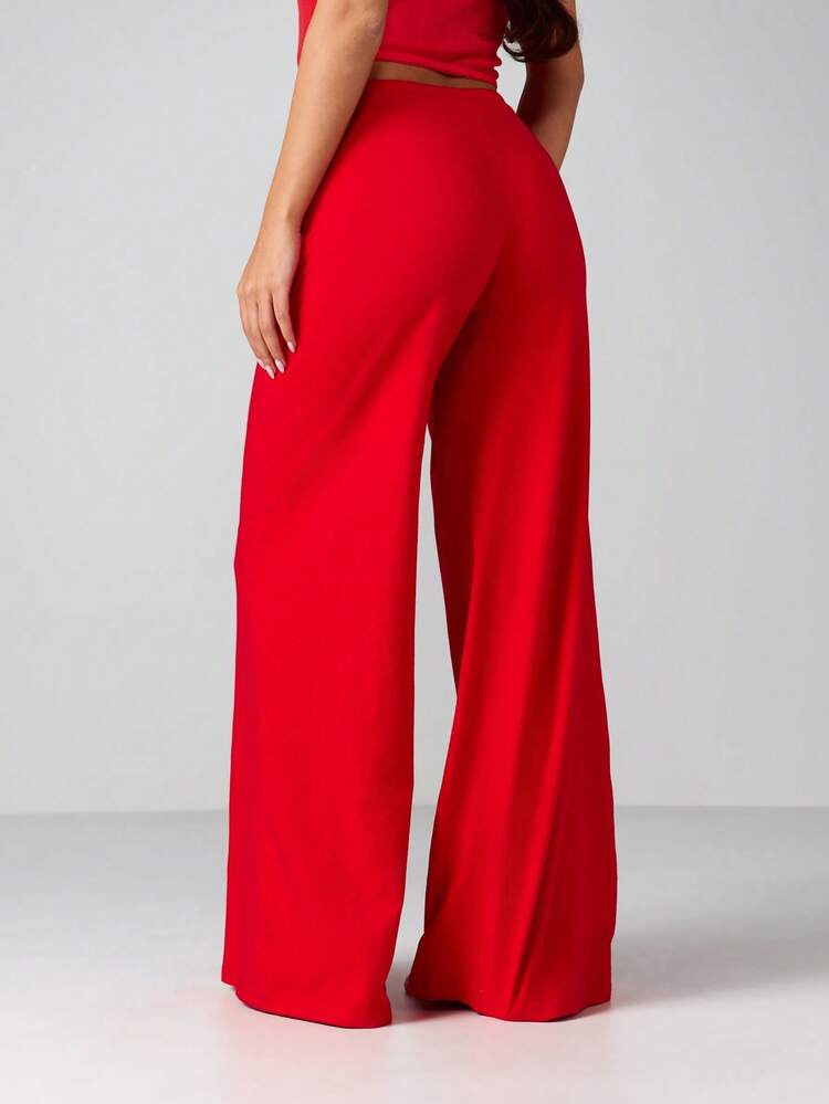 MISSGUIDED Comfortable High Rise Palazzo Wide Leg Drawstring Lounge Pants With Flowing Silhouette For Relaxation And Casual Wear