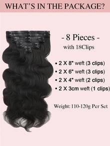 9AM Hair Seamless Hair Extensions Body Wave Classical Seamless PU Straight Clip In Hair Extensions Remy Human Hair 8 Pcs Per Set With 18 Clips Double Weft Clip In Human Hair Extensions PU Hair Extensions Invisible Hole PU Hair Weft Sport Vacation Travel Festival Prom Outdoor Cosplay Campus - S1B - View 4