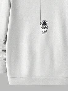 EASEVO 男士时尚休闲印花套头卫衣 - 灰色 - 查看 5