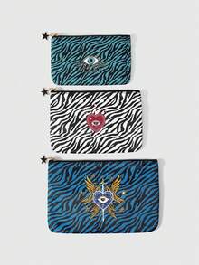 Teletubbies X ROMWE Cute Cartoon Graphic Large Capacity Portable Cosmetic Bag - Multicolor - View 4