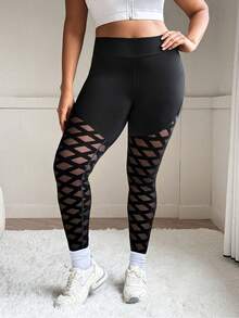 Rhythm Era 全新百搭加大码女式户外跑步瑜伽健身紧身裤 - 黑色 - 查看 7