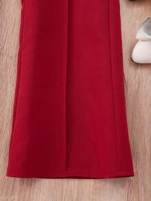 SHEIN Teen Girl Cute Puff Sleeve Top And Pants Casual Outfit - Burgundy - View 6