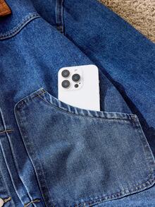 SWAVVY 男士纯色休闲长袖牛仔夹克 - 藍色 - 查看 5