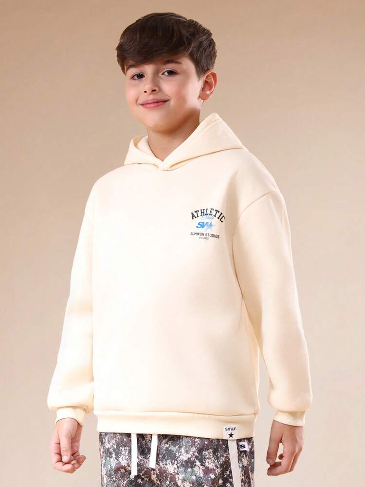 Oversized Hoodie With Athletic Print