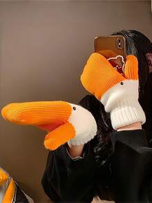 Zazumi Creative Funny Big Goose Pattern Yarn Mittens Thermal Lined Thickened Warm Thermal Winter Gloves For Cold Weather Autumn Fall Christmas Holiday Gift Ideas Stocking Stuffers Must Haves - Multicolor - View 4