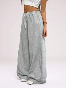 Sparklyn 青少年女孩宽松剑腿运动裤，灰色休闲百搭运动裤，适合舞蹈、学校、运动