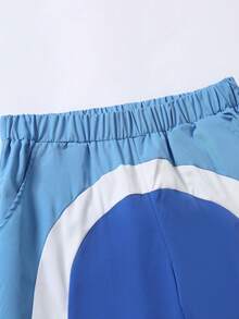 PAVTROS Bộ áo khoác nam phối màu, áo khoác cardigan cổ đứng, dáng rộng, họa tiết chắp vá màu xanh - Màu xanh lam - Xem 7