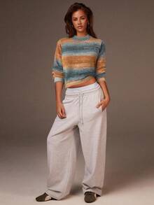 Athîral Women's Teal Blue Knitted Sweater,Long Sleeve Crop Jumper,Autumn Winter Everyday Casual Top,Christmas Jumper,Sweaters For Women - Multicolor - View 3