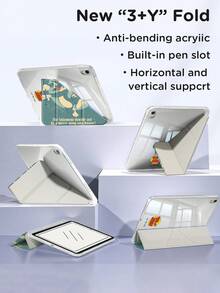 Tom and Jerry Artist x SHEIN 可爱创意卡通图案平板电脑保护套，采用3+Y折叠设计，具备自动唤醒/睡眠功能和内置笔槽，防震时尚，兼容三星Galaxy Tab、iPad（A16）第11代11英寸（2025款）和iPad第7/8/9代（10.2英寸）。 - 彩色 - 查看 5