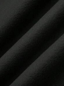 Lyrianda معطف صوفي مقاس كبير للنساء مع طوق من الفرو الاصطناعي ومرقع الخصر - الأسود - مشاهدة 7