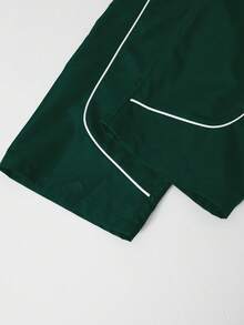 Sparklyn 3 件套女孩休闲装，包括：带罗纹饰边的连帽拉链短夹克、白色吊带背心和阔腿裤，秋季套装 - 墨綠色 - 查看 7