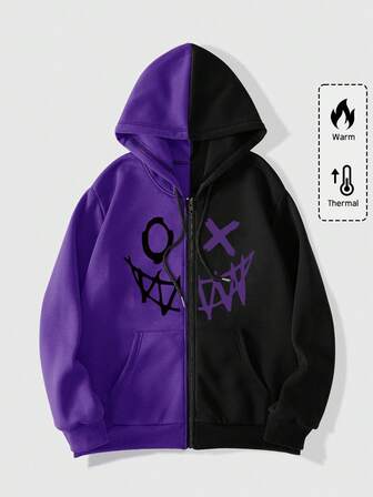 Street Life sweat-shirt à capuche imprimé graffiti bicolore pour homme