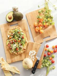 1块手工竹制砧板，多功能双面手柄切菜板，水果板，便携式露营蔬菜板，厨房用品