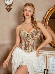 Myrelith 1pc Women Elegant Jacquard Bandeau Shapewear Top - Multicolor - View 5