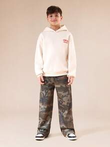 SUMWON Wide Leg Camouflage Print Joggers With Elastic Waistband Drawstring Relaxed Fit Streetwear Fall Winter Casual Pants - Army Green - View 3