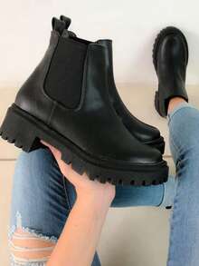 Botines de mujer  botines de piso para mujer calzado casual botas suela antideslizante acojinadas comodas  para fiestas  festivales trabajo escuela  botines cortos casuales botines cortos botas womens boots shoes Willows - Negro - Ver 1