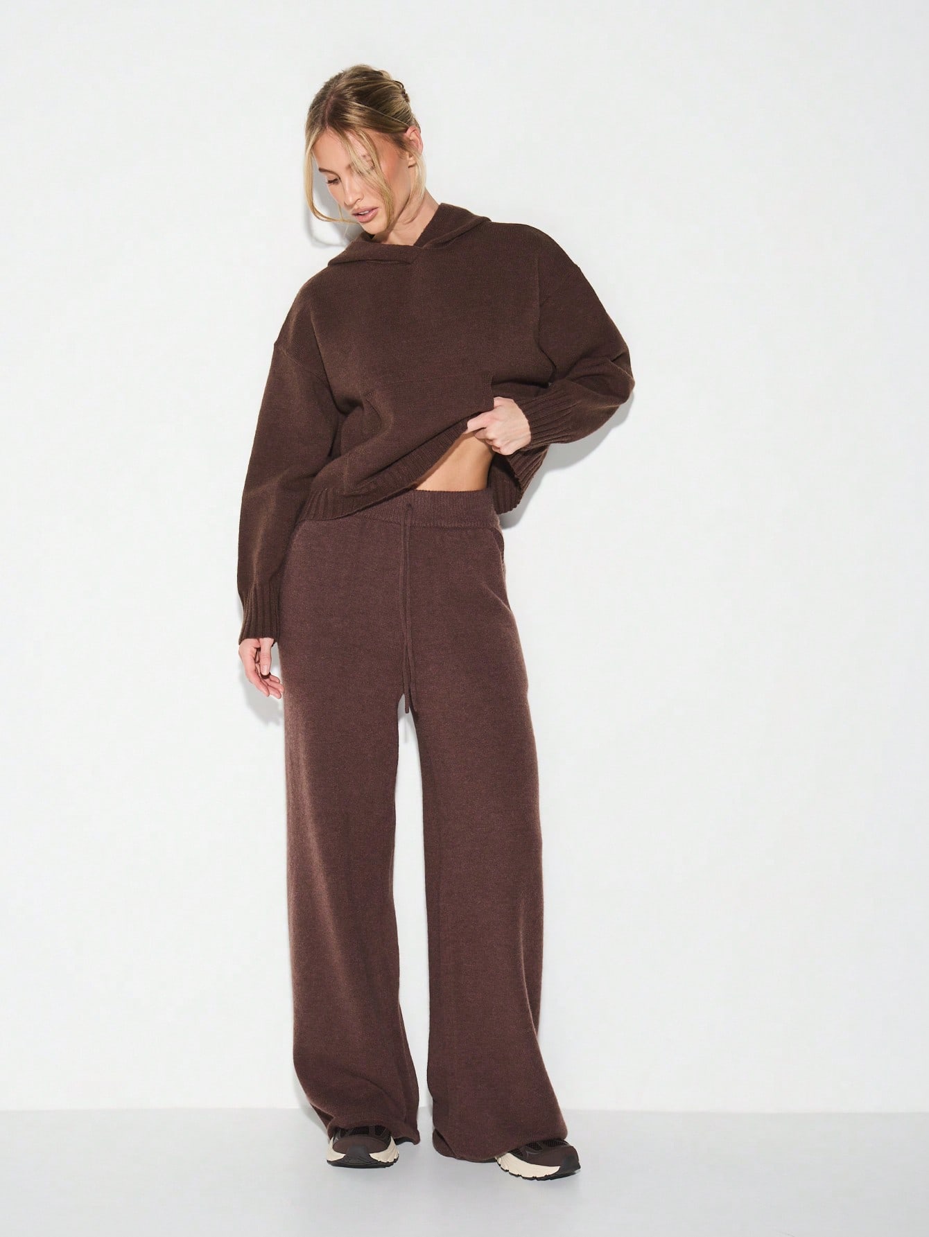 KIZN Pantalon de jogging large en maille côtelée