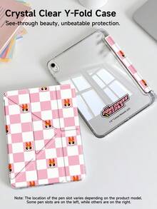 THE POWERPUFF GIRLS X SHEIN 可爱卡通女孩图案平板电脑保护套，高端质感，支持3+Y折叠，具备自动唤醒/睡眠功能和内置笔槽，防震时尚，兼容Galaxy Tab A9 Plus、iPad 10代、iPad Pro 2020 11英寸、iPad 7/8/9代。 - 彩色 - 查看 3