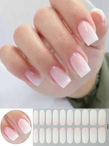 20/40指渐变粉指甲油贴纸，全覆盖美甲贴纸，闪亮全覆盖美甲贴纸 - 女士自粘美甲贴纸 - 易于使用且持久耐用的美甲贴片，DIY美甲装饰，适合节日装饰 - 彩色 - 查看 5