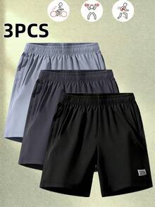 1/3PCS Pantalones cortos casuales de ajuste holgado con cordón en la cintura para hombres