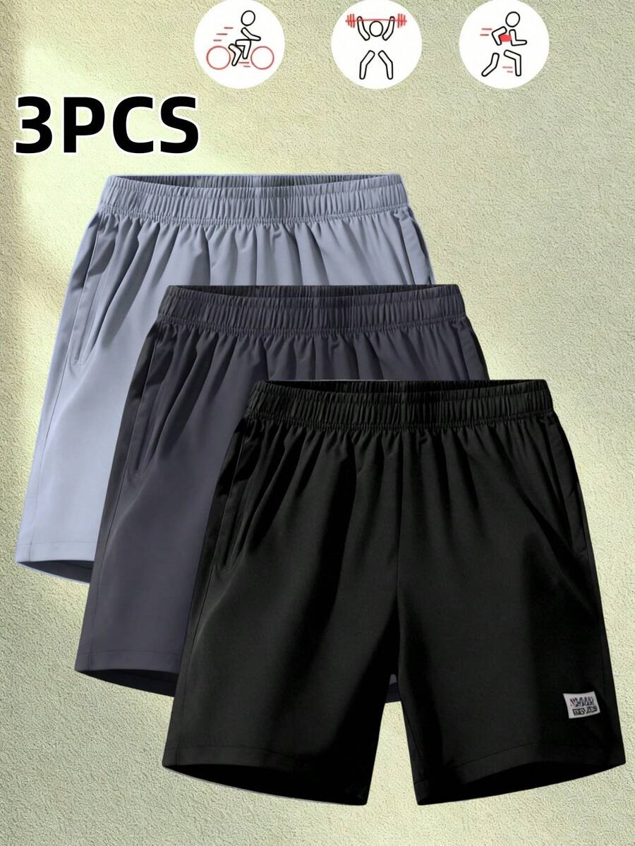 1/3PCS Pantalones cortos casuales de ajuste holgado con cordón en la cintura para hombres