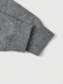 ROMWE Gothic Dark Bat Embroidery Knit Cardigan - Dark Grey - View 4