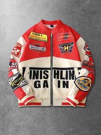 Street Life جاكيت رياضية كاجوال للرجال بسحاب، طراز سباق الشوارع، مناسبة للربيع والخريف