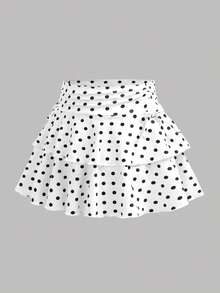 Girlism Tween Girls' Polka Dot Ruched A-Line Mini Skirt, Summer - White - View 5