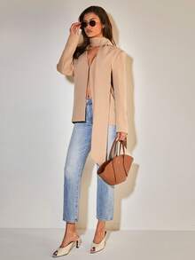 COSMINA Women's Casual Khaki Color Blazer Jacket, Suitable For Commuting, Autumn - Apricot - View 4