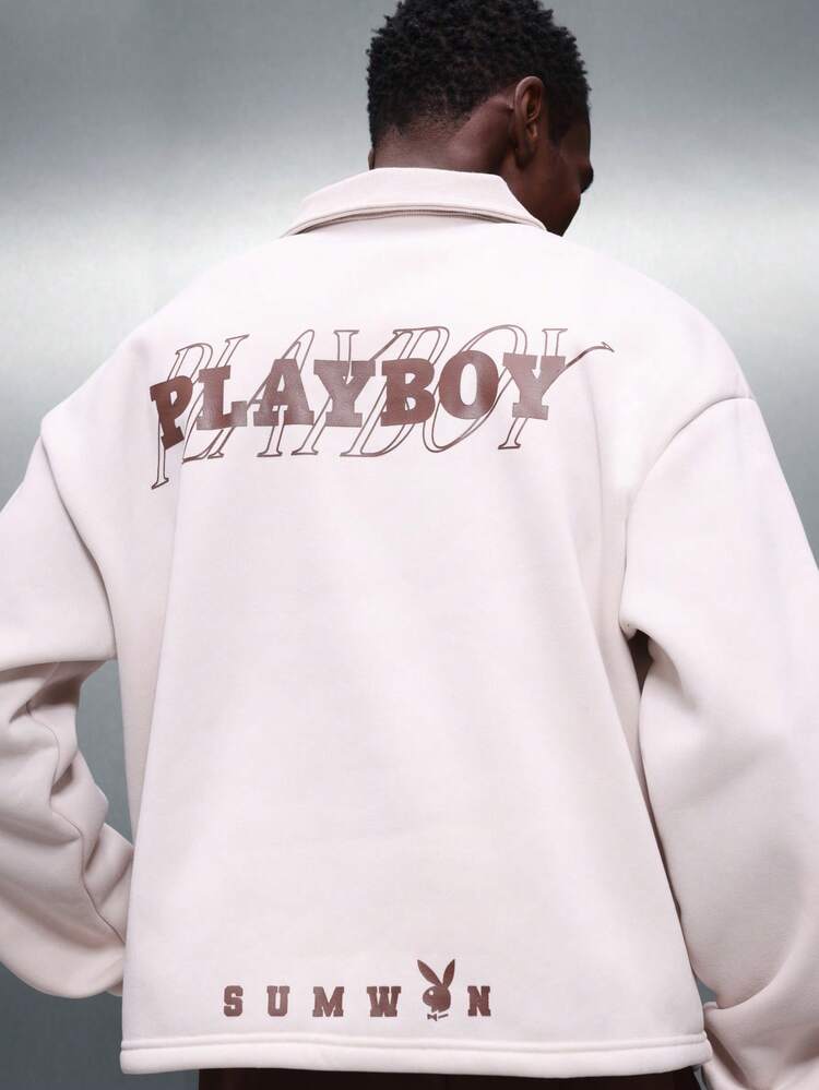 PLAYBOY X SUMWON Sweat-shirt à col montant zippé demi-hauteur avec logo imprimé