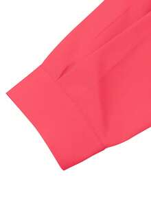 SHEIN LUNE Camisa de manga larga informal holgada con botones frontales de unicolor para mujer - Rosa - Ver 4