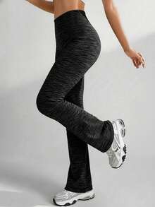 Easithlete Seamless Sports Yoga Flare 7/8 Leggings, High Waist Tummy Control Butt Lifting, AB Yarn Textured, Fitness Workout, Outdoor Running Cycling, Moisture Wicking, Fashionable & Sexy Workout Leggings Boot Cut Yoga Pants Yoga Pants Flare Women Flare Leggings Flare Workout Pants Flared Leggings - Multicolor - View 5