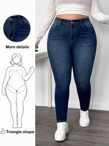 Truni Damen Skinny Jeans in Blau mit Stretch, Große Größen, für Herbst/Winter