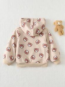 Cozy Pixies Sudadera con capucha de manga larga de punto suave con patrón de letras para bebé niño - Multicolor - Ver 2