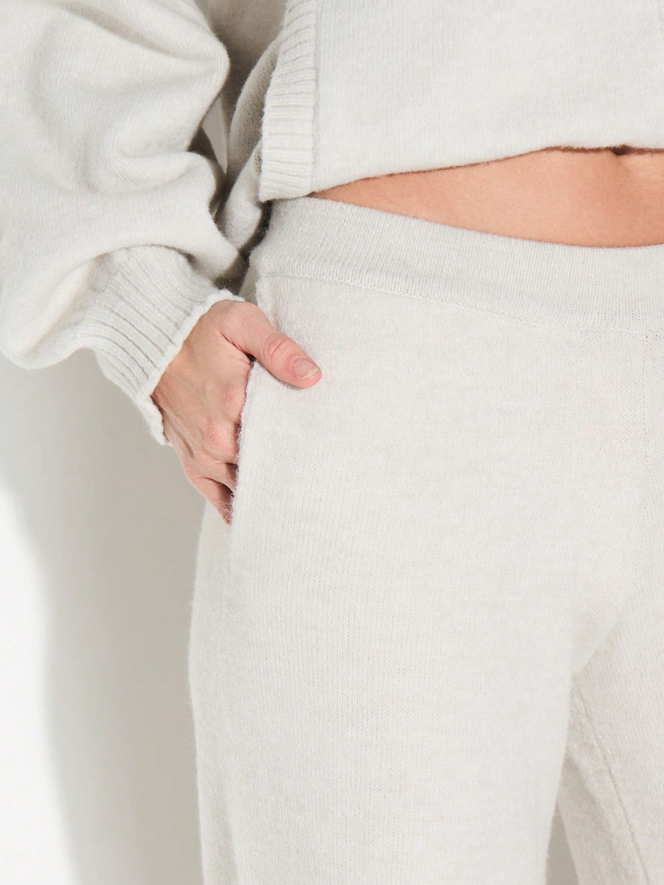 KIZN Pantalones deportivos palazzo de pierna ancha de punto acanalado