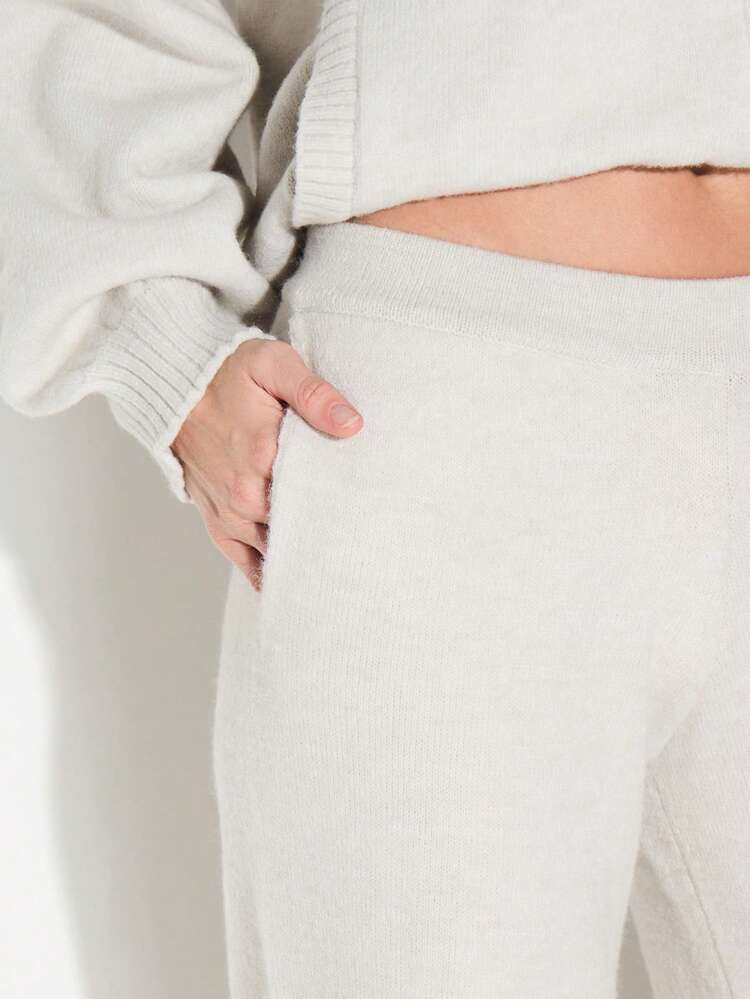 KIZN Ribbed Knit Wide Leg Palazzo Sweatpants