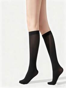 6/12 pares de calcetines para mujer para pantorrilla, calcetines sexy hasta la rodilla, calcetines largos de unicolor para botas para primavera, verano, otoño, calcetines cálidos para pantorrilla, otoño. calcetines largos y cálidos para mujer, de color negro y blanco, de estilo simple y estilizador, adecuados para uso diario con zapatos, para otoño/invierno. alcetines gruesos de algodón de unicolor por encima de la rodilla, estilo escolar lindo para mujeres/estudiantes - Blanco - Ver 4