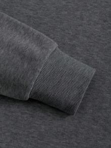 EMERY ROSE Ladies' Grey Sweatshirt, Long Sleeve, Round Neck, Loose And Comfortable, Autumn And Winter Embroidered Style. - Grey - View 4