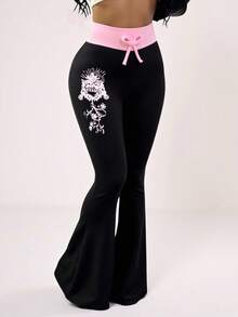 Sparklyn Tween Girls American College Style Casual Striped Green Pants Fall Winter - Black - View 1