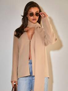COSMINA Women's Casual Khaki Color Blazer Jacket, Suitable For Commuting, Autumn - Apricot - View 1