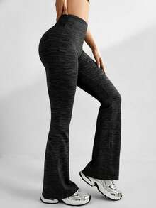 Easithlete Seamless Sports Yoga Flare 7/8 Leggings, High Waist Tummy Control Butt Lifting, AB Yarn Textured, Fitness Workout, Outdoor Running Cycling, Moisture Wicking, Fashionable & Sexy Workout Leggings Boot Cut Yoga Pants Yoga Pants Flare Women Flare Leggings Flare Workout Pants Flared Leggings - Multicolor - View 3