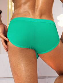 WENEZON Men's Breathable Mesh Patchwork Pouch Separate Bag Triangle Briefs - Mint Green - View 5