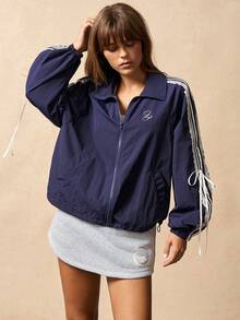 VARSIVA 女士侧条纹长袖拉链运动夹克 - 藏蓝色 - 查看 4