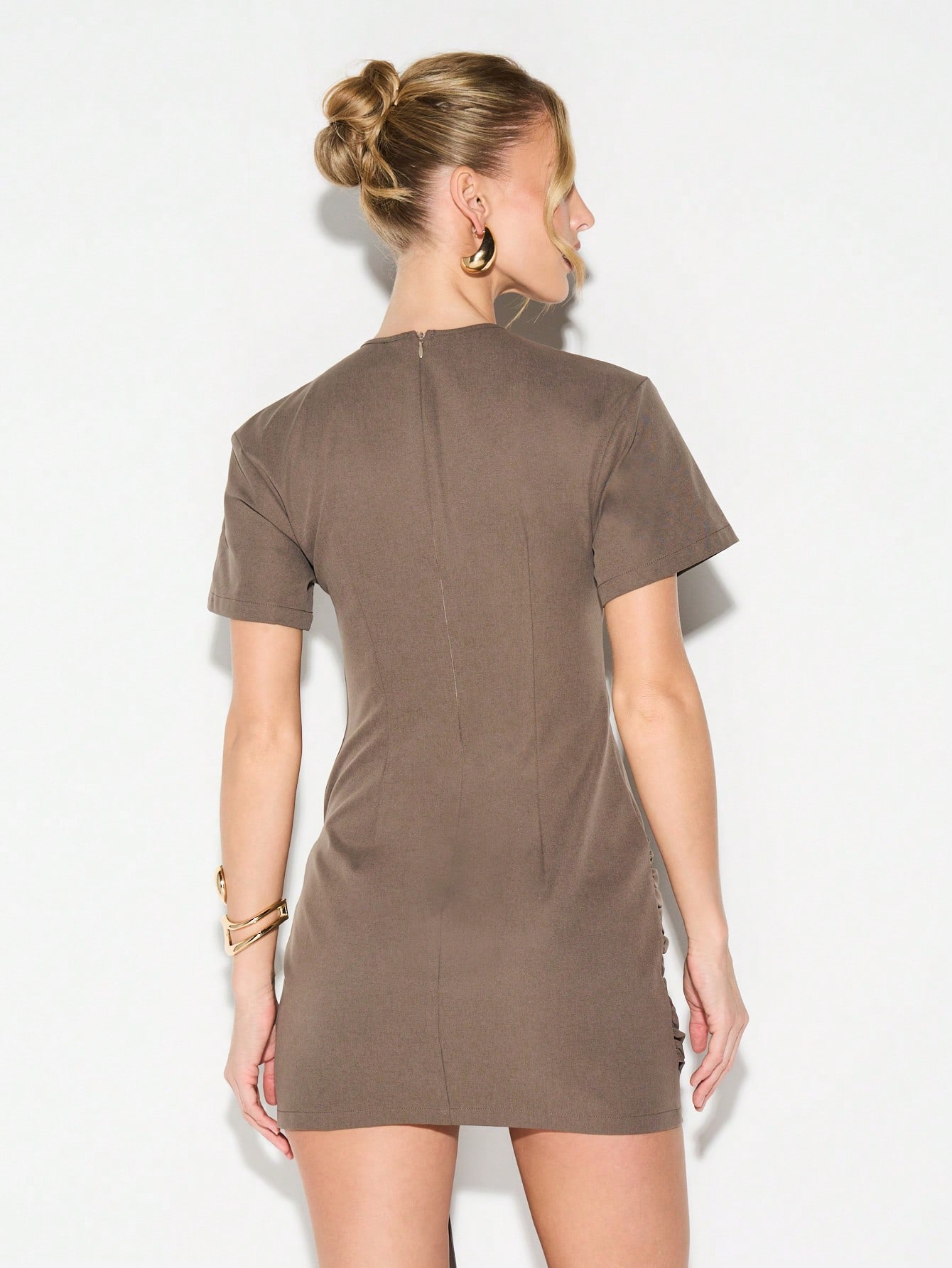 KIZN Crew Neck Fitted Mini Dress With Tie Detail